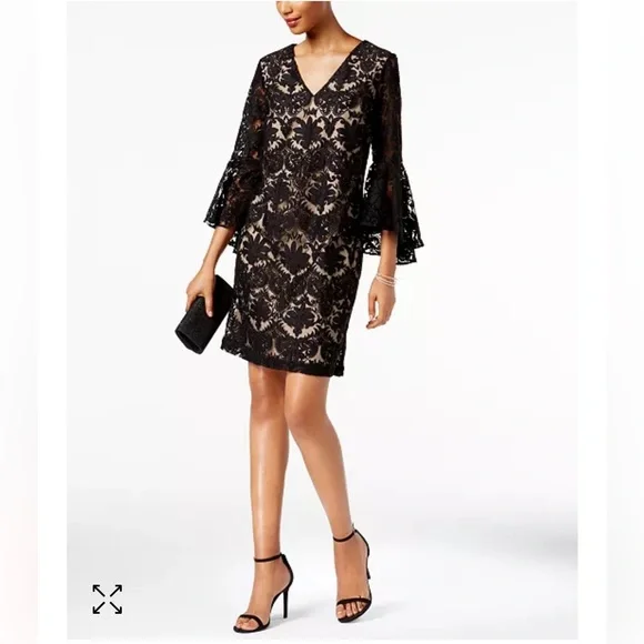 MSK | Dresses | Msk Vneck Lace Bellsleeve Dress Size 6 | Poshmark